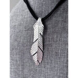 Upcycled Antique Silverware Feather Pendant Necklace: Bohemian Flatware Jewelry